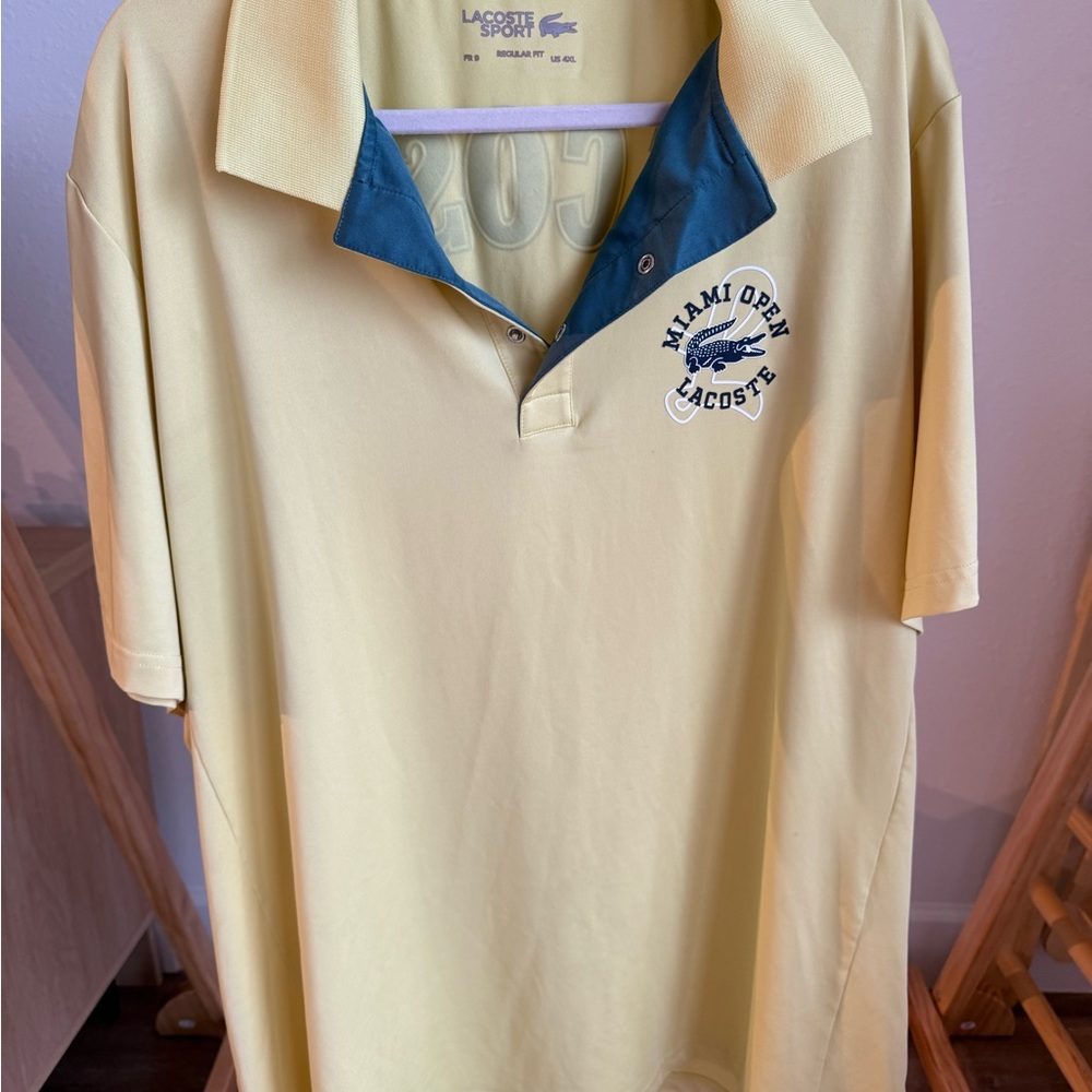 Lacoste Yellow Miami Open Polo Shirt Casual Cotton Blend